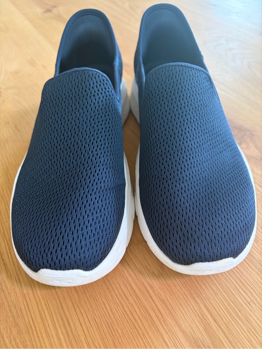 Navy Skechers Slip-On Mesh Sneakers with White Sole